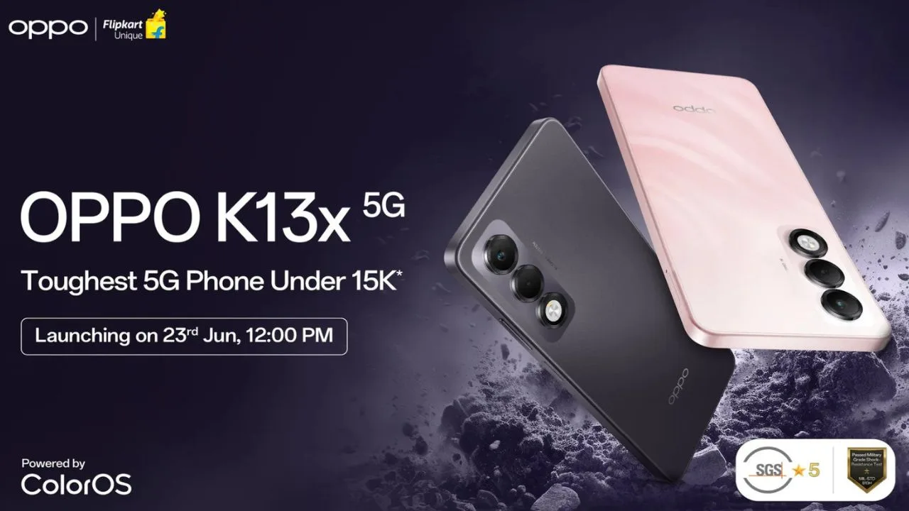 Oppo K13x 5G Launching in India on June 23: 6,000mAh Battery, 45W Charging & Rugged Design